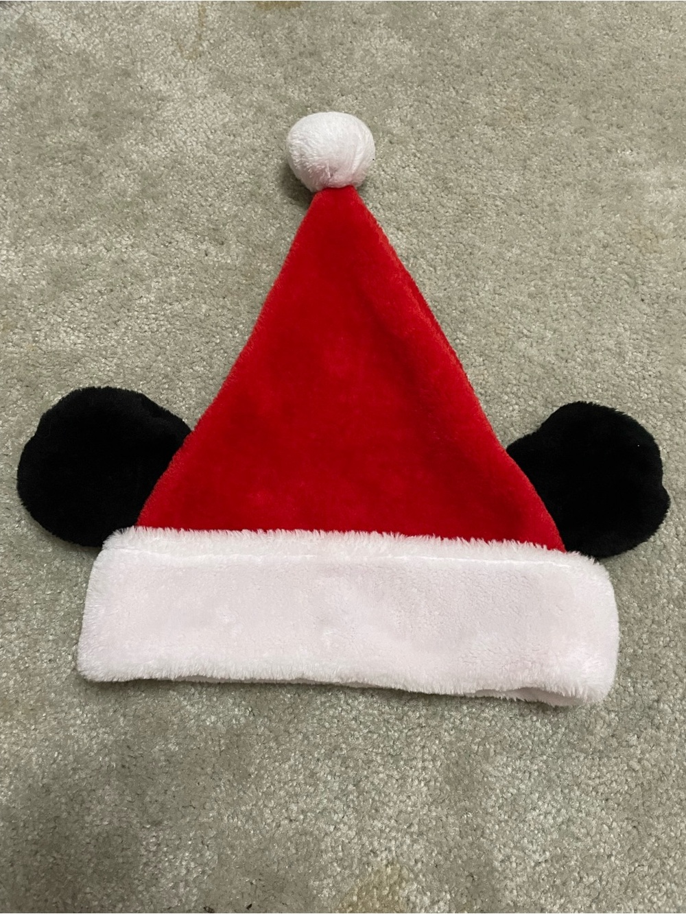Disney Mickey Mouse Festive Red Santa Hat with Mickey Ears